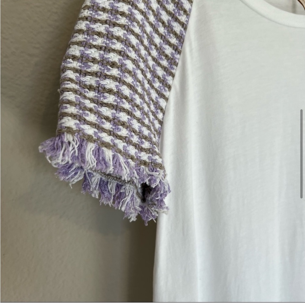 Maje Purple Tweed Organic Cotton Short Sleeve T-Shirt View 4